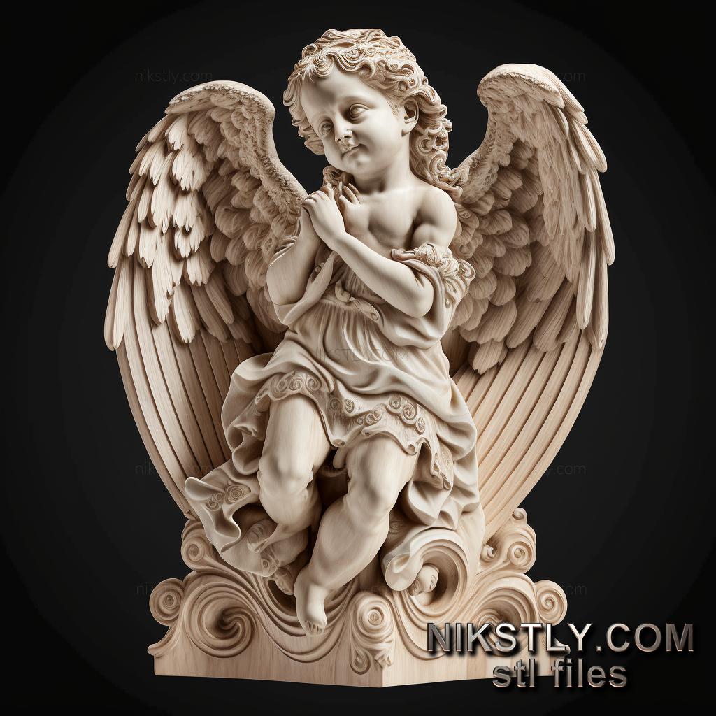 Catalog angel with cute 2 3D model for CNC and 3D printers